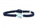 White gold bracelet, kyanite, bright white, glossy black and macrame.