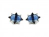 Gold earrings with cianitas, bright whites and blacks.
