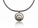 Pendant silver and yellow gold with white diamonds.