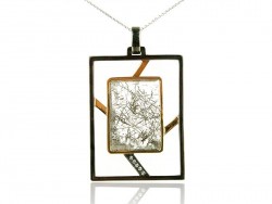 Sterling silver pendant, yellow gold with diamonds and tourmaline stone.