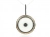 Silver Pendant, white gold, onyx shiny black and white drossy.