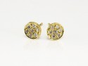 Yellow gold earrings with white diamonds pavée.