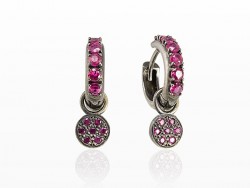 Silver earrings with rubies.