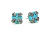Silver earrings, with black brilliants and natural turquoise.