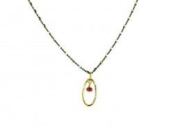 Silver necklace, yellow gold and tourmaline.