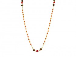 Silver plated gold necklace carnelian and pearls.