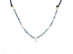 Kyanite necklace and rock crystal, cotton string.